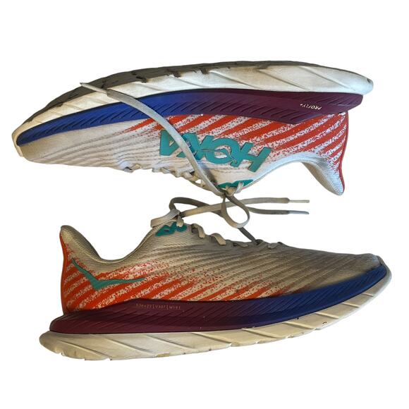 Hoka ONE Mach 5 White & Scuba Blue Womens Size 10.5B Running Sports Gym Workout - Picture 3 of 8